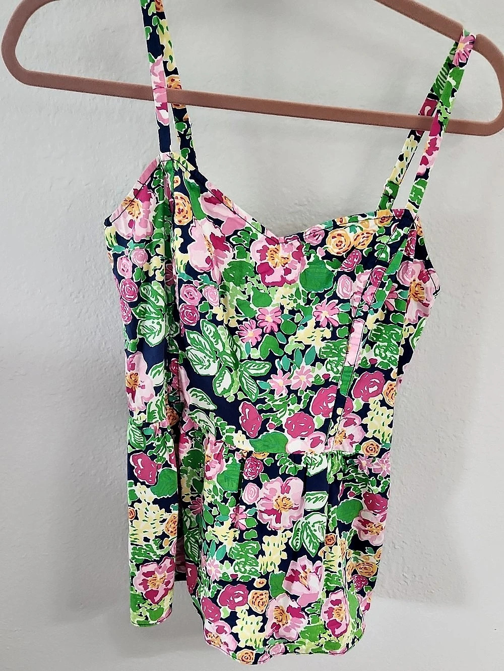 Lilly Pulitzer Floral One-Piece Top Green & Pink Size 8 Like New